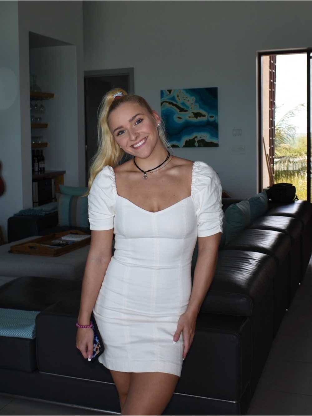 Alice and Olivia cream denim dress size 2